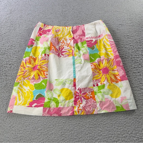 Lilly Pulitzer Skirt Womens 4 Multicolor Patchwork Print Lined Cotton Preppy - Picture 2 of 10